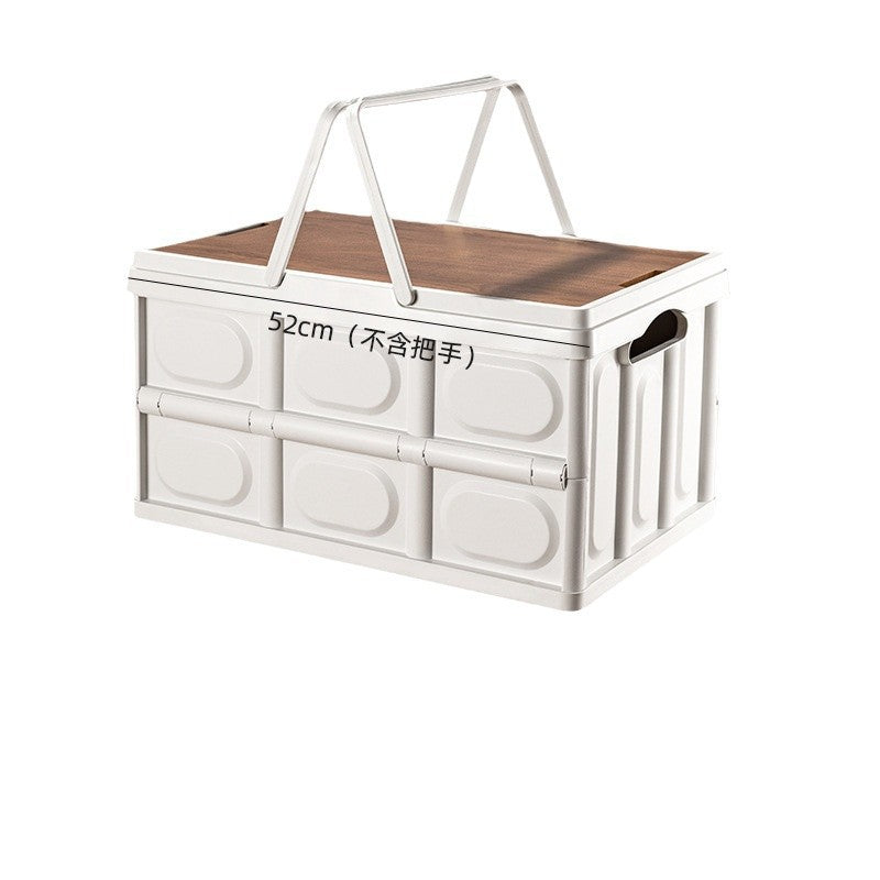 Multifunctional folding camping box Portable car food box Outdoor camping suitcase Multi-layer wooden cover folding box