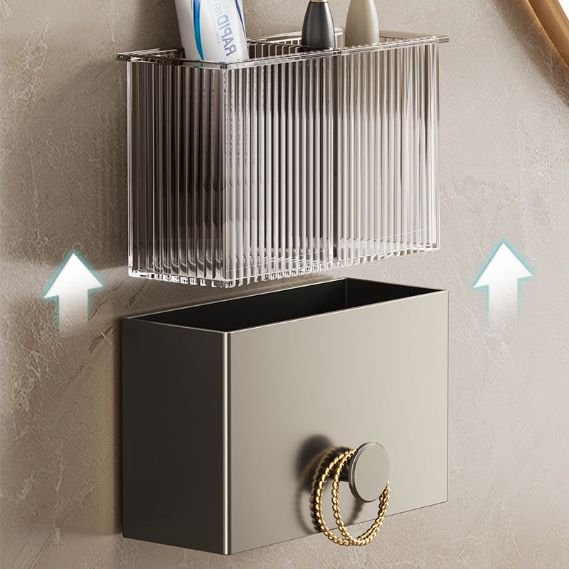 Gun Ash Toilet Shelf No Punching Comb Toothbrush Paste Storage Box Wall Hanging Bathroom Toilet Wash Table Hanger
