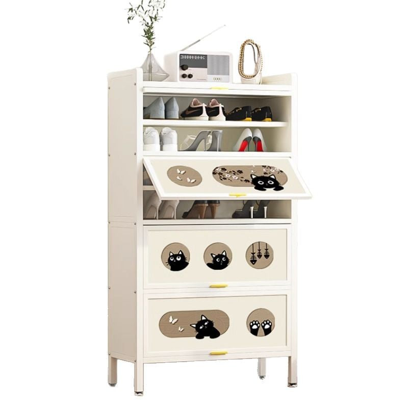 Household steel shoe cabinet, multi-layer dustproof shoe rack for entryway, large-capacity storage shoe cabinet for rental housing