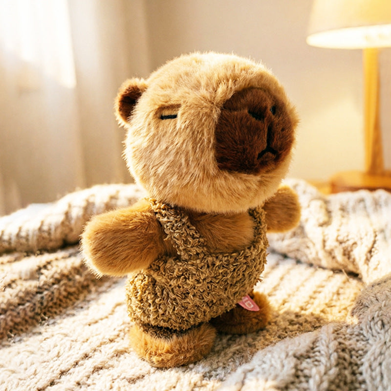 Who knows? the capybara that can sing, dance and learn to speak is too cute. the soft fufu capybara doll is full of healing feeling