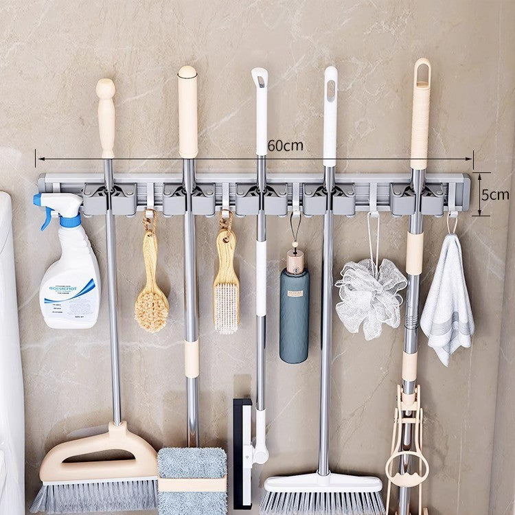 Bathroom bathroom punch-free strong mop wall hanging clip handy gadget fixed hook buckle broom storage storage rack