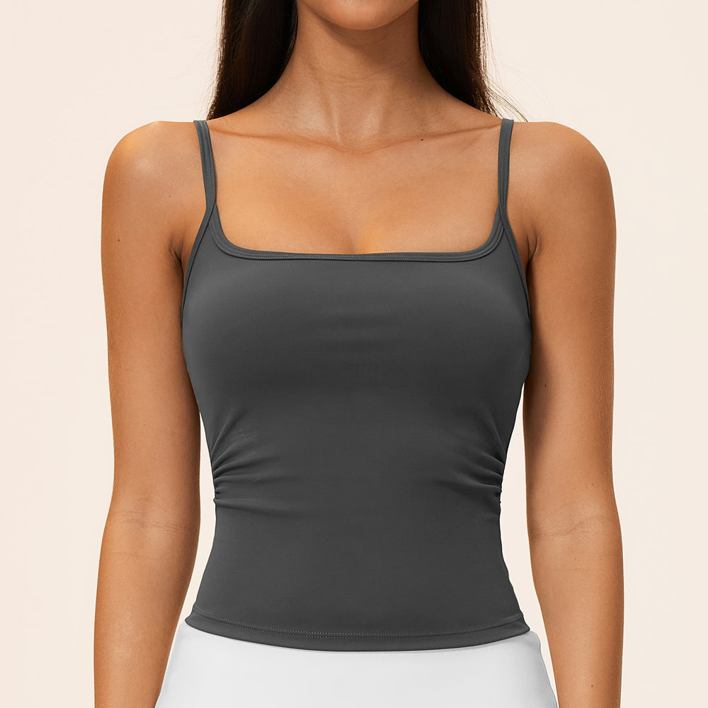 brushed yoga vest thin shoulder strap silm beauty back tops pilates yoga fitness sports vest 9666