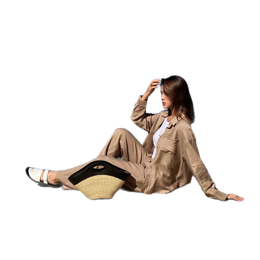 2025 amazon european and american women's clothing new autumn/winter sets spring ladies' button-down loose fashion casual two-piece outfit