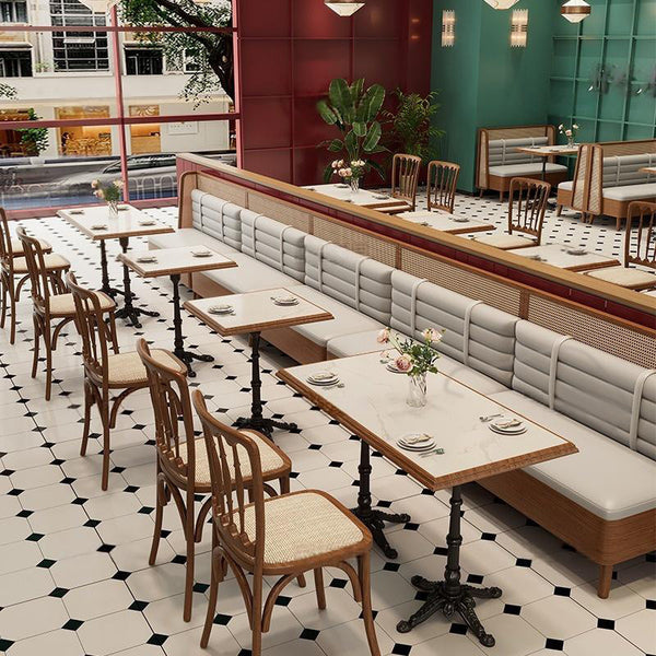 Simple restaurant card seat tables and chairs, solid wood bar against the wall, clear bar, milk tea shop, coffee shop, card seat, western restaurant tables and chairs