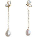 Natural freshwater pearl earrings, 925 sterling silver gold-plated, subtly luxurious, niche high-end natural mother-of-pearl earrings, minimalist and elegant for women