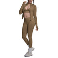New seamless solid color high-stretch activewear set: includes a breathable, figure-hugging top, bottoms, and bra – perfect for running, fitness, and yoga