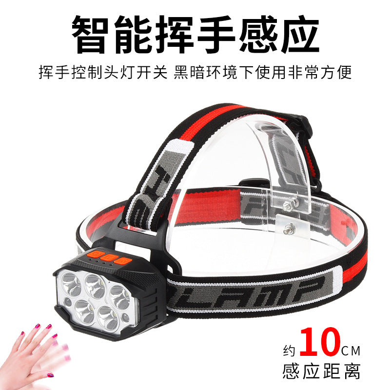Cross-border new head-mounted usb charging induction headlight LED strong light headlight outdoor adventure camping flashlight direct sales