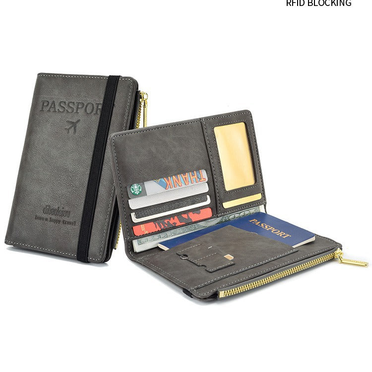 RFID anti-theft brush, multi-functional passport bag, men's and women's ID holder, passport holder, wallet, overseas ID bag, card bag.