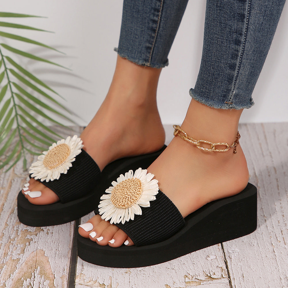 plus sizesummernew arrival home indoor and outdoor foam slippers women's platform heel sandals casual beach shoes