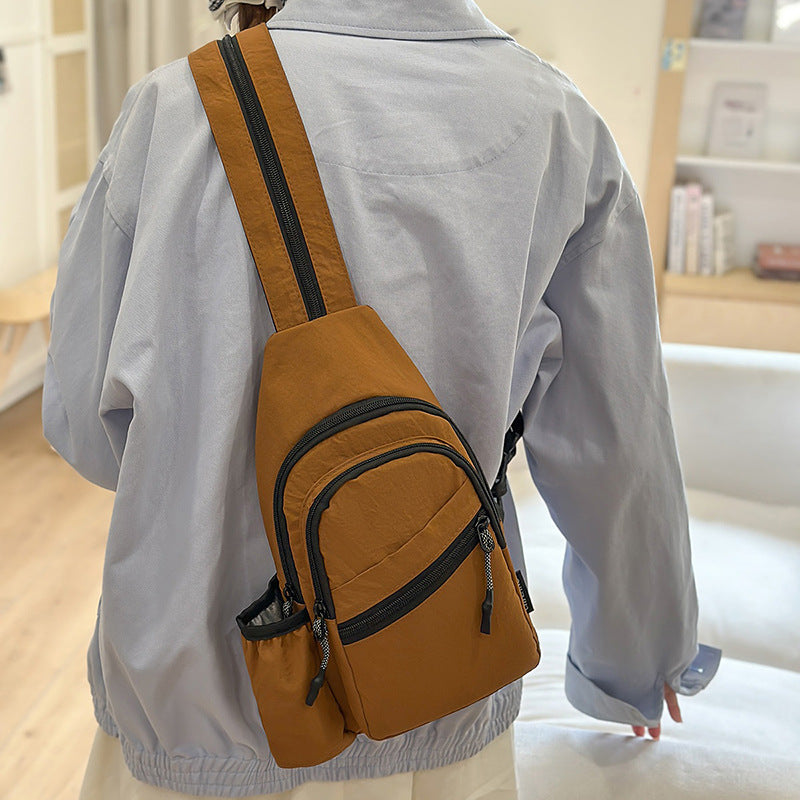 New Japanese trendy brand casual breast bag women's Oxford cloth shoulder small backpack versatile and lightweight outdoor sports messenger bag