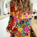 wholesale women's long-sleeved shirts, trendy all-season shirts with popular cross-border print designs, dropshipping available