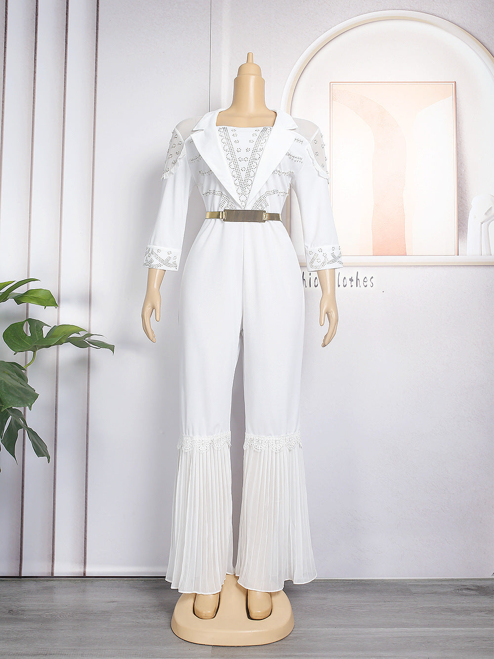 Aliexpress  new arrival speakerstraight-legpants african women's plus size jumpsuit free belt