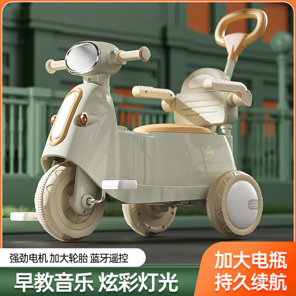 Children's electric motorcycle tricycle boys and girls baby pedal battery car children can sit remote control toy car