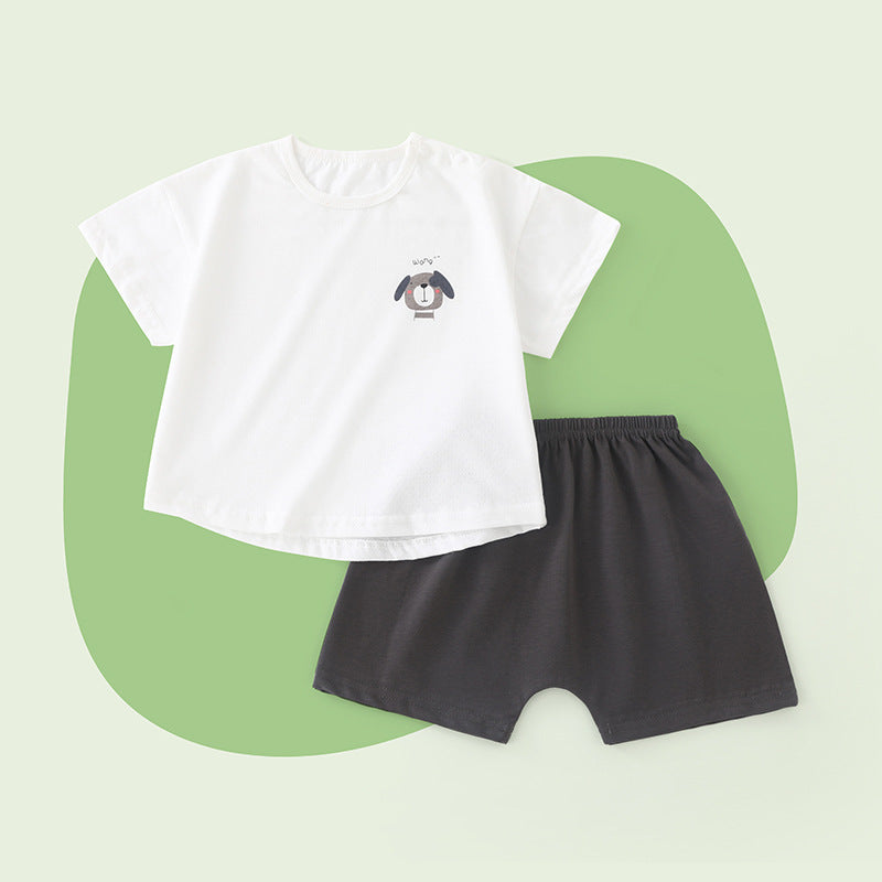 Baby short-sleeve set with shorts - lightweight summer outfit for infants and toddlers (ages 1-4) - boys' and girls' loose-fit outerwear