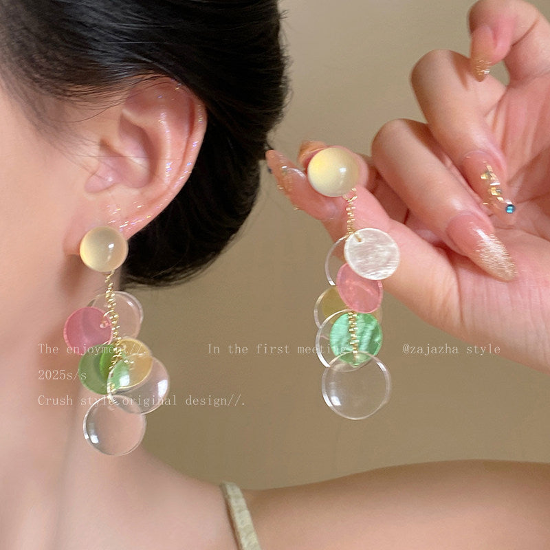Early spring colorful tassel shell earrings for women 2026 dopamine beach vacation style earrings unique and stunning jewelry