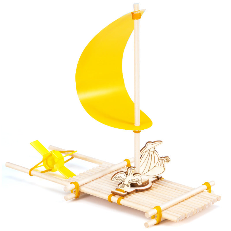 Science experiment DIY homemade bamboo raft boat water buoyancy children's handmade technology small production material package set