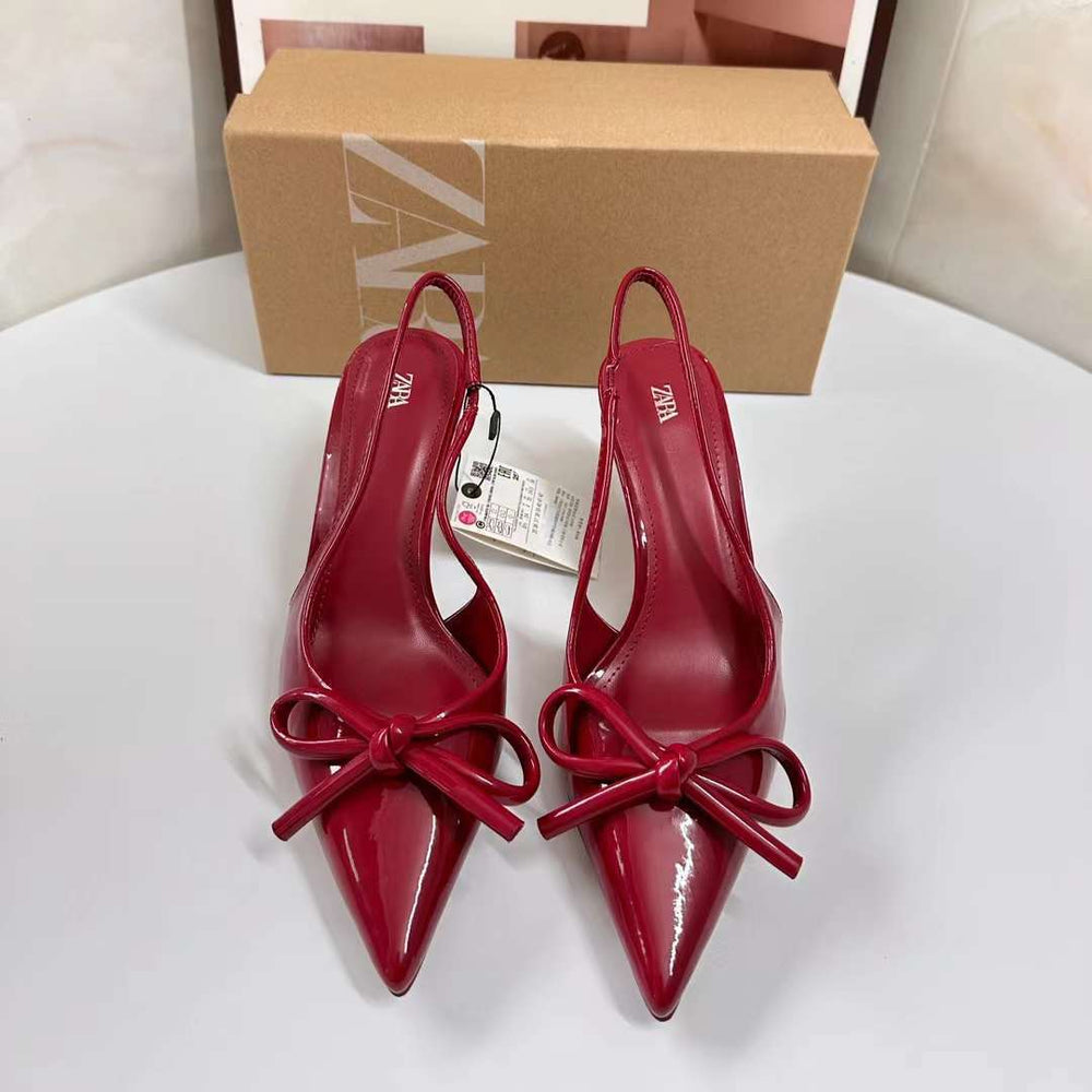 Fashionnew arrival back hollow flats women's stiletto pumps pointed toe one-word buckle sandals spring & fall socialite bows