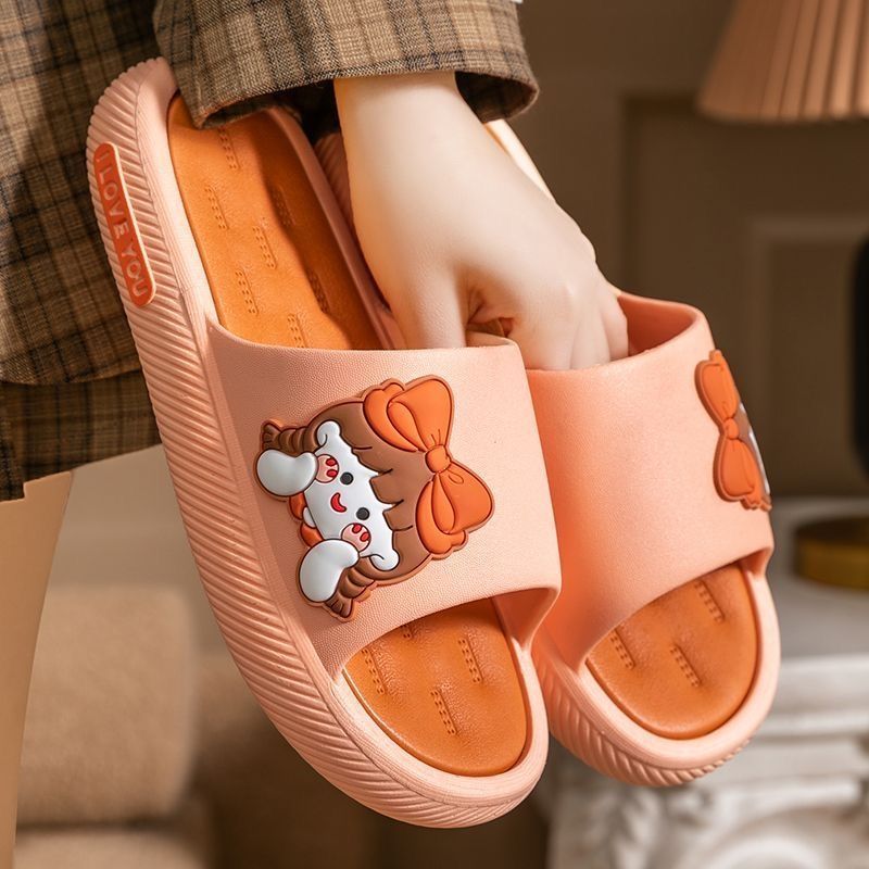 Women's summer korean style slippers - indoor home bathroom non-slip, odor-resistant, silent, thick-soled bath slippers - comfortable, soft, and wearable outside