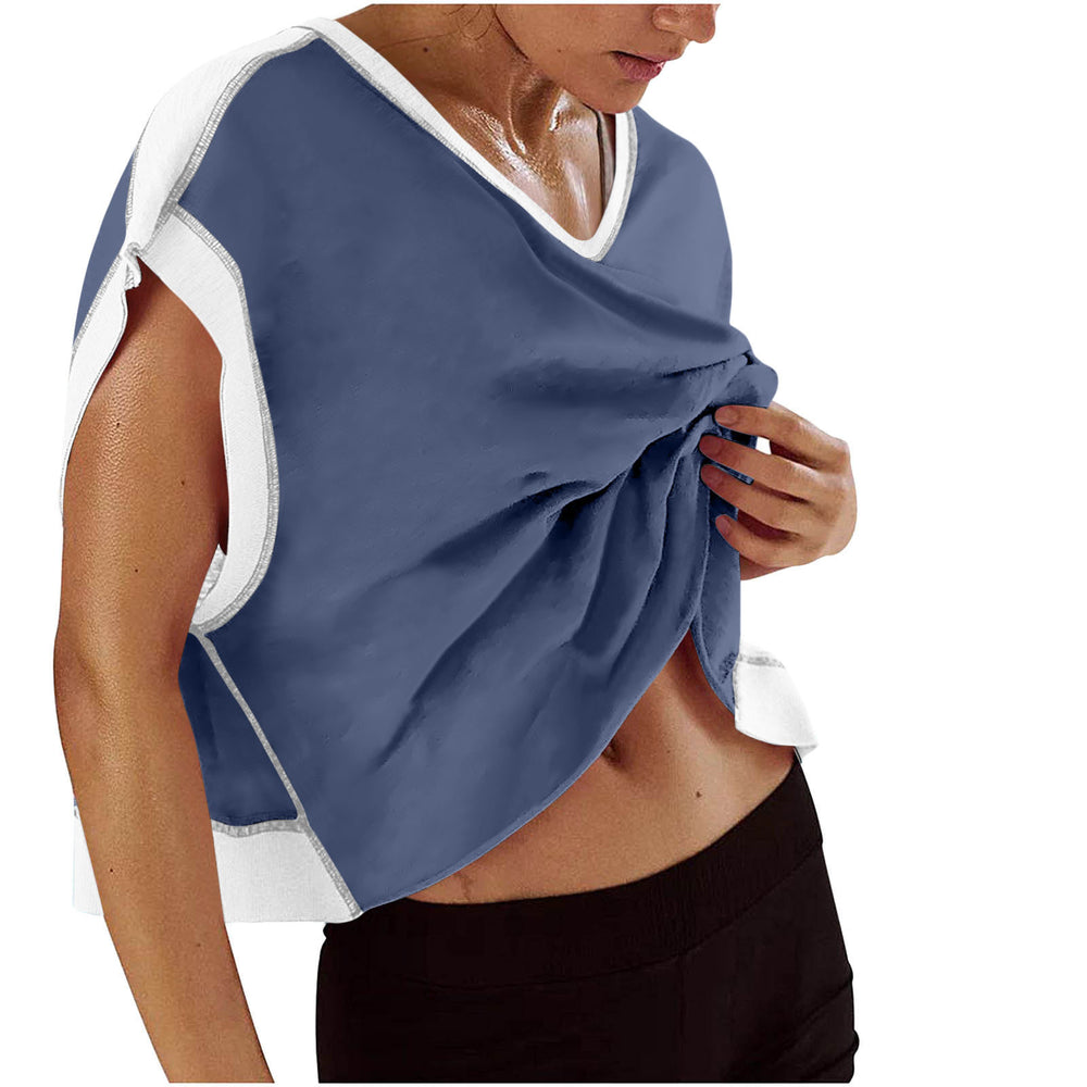 new arrival: women's casual fashion hollow-out solid color v-neck short sleeve yoga t-shirt top