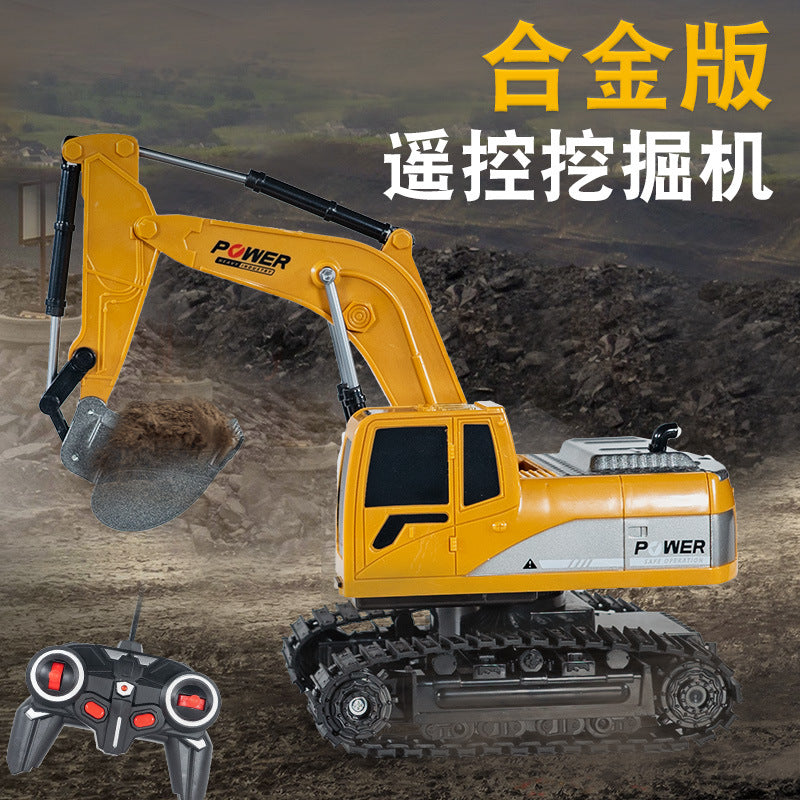 six-way alloy remote control excavator kids toys electric sound and light artificial engineering vehicle excavator model toys