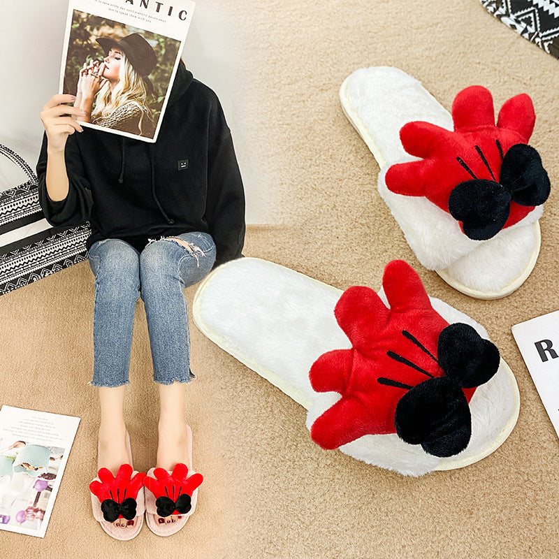 New arrivalinsgirlcasualhomecute cartoonfashion elements one-strap indoor casualstuffed slippers