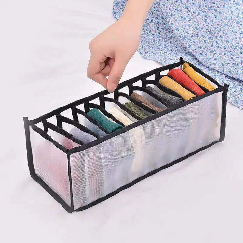 Cross-border mesh grid underwear storage box wardrobe drawer storage artifact finishing bag socks underwear multi-grid storage