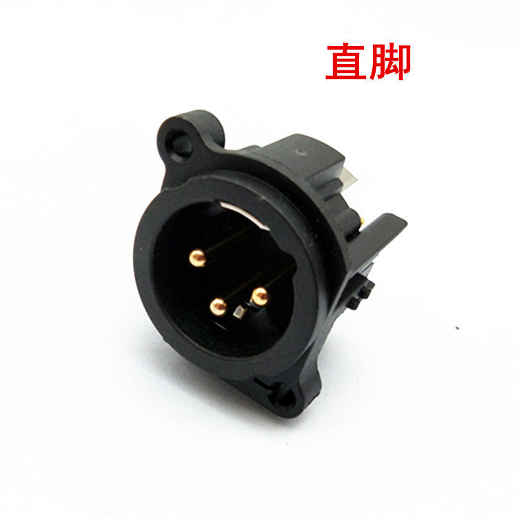 Gold-plated 3-core Canon socket 3-core Canon male and female XLR stage lighting mixer microphone Caron seat, straight foot