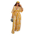 European and american cross-border women's fashion  summer new arrival: elegant casual v-neck printed shirt top and wide-leg pants set