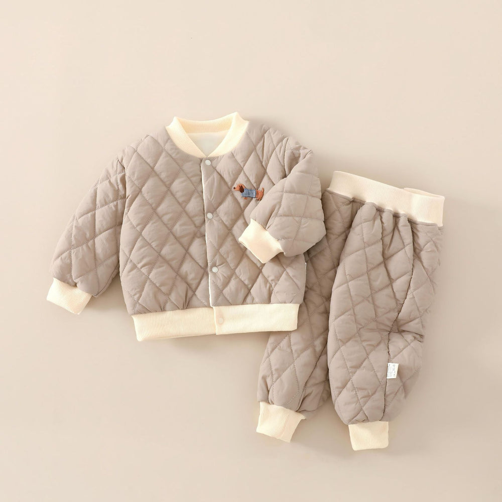 Babibele cotton-padded outfit set: quilted, two-piece, baby & toddler padded set - thickened cotton pants and outerwear top for autumn and winter