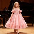 Girls' flower girl wedding dress evening gown runway cross-border european and american style off-shoulder tutu dress children's princess dress wholesale in stock