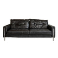 Retro style oil wax genuine leather bauhaus sofa casual designer straight row down medieval style small apartment leather sofa