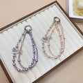Women's mobile phone chain creative insfashion mobile phone pendant diy handmade pearl crystal rhinestone double chain lanyard new arrival