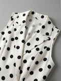 fashionsummernew arrival polka dot suit collar dress sleeveless waist elegant hip skirt