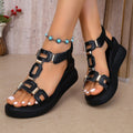 summer new arrival: plus size women's casual comfort metal buckle peep-toe soft sole sandals - wholesale