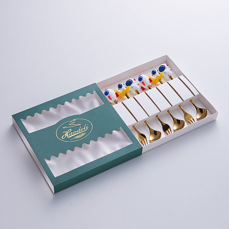 Stainless steel spoon set - cute cartoon santa claus design - creative christmas dessert spoons - wholesale party favors