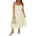 Amazon plus size midi dress women's  summer new polka dot square neck beach sundress