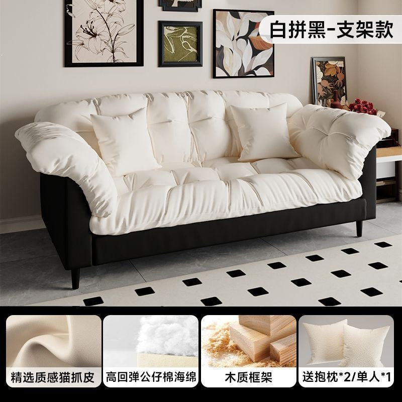 Retro fabric sofa living room new arrivaldouble straight row small apartment bedroom rental room lazy modern simple sofa