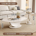 Cream style crescent rock slab coffee table living room for home rental house table classycasual small apartment coffee table combination