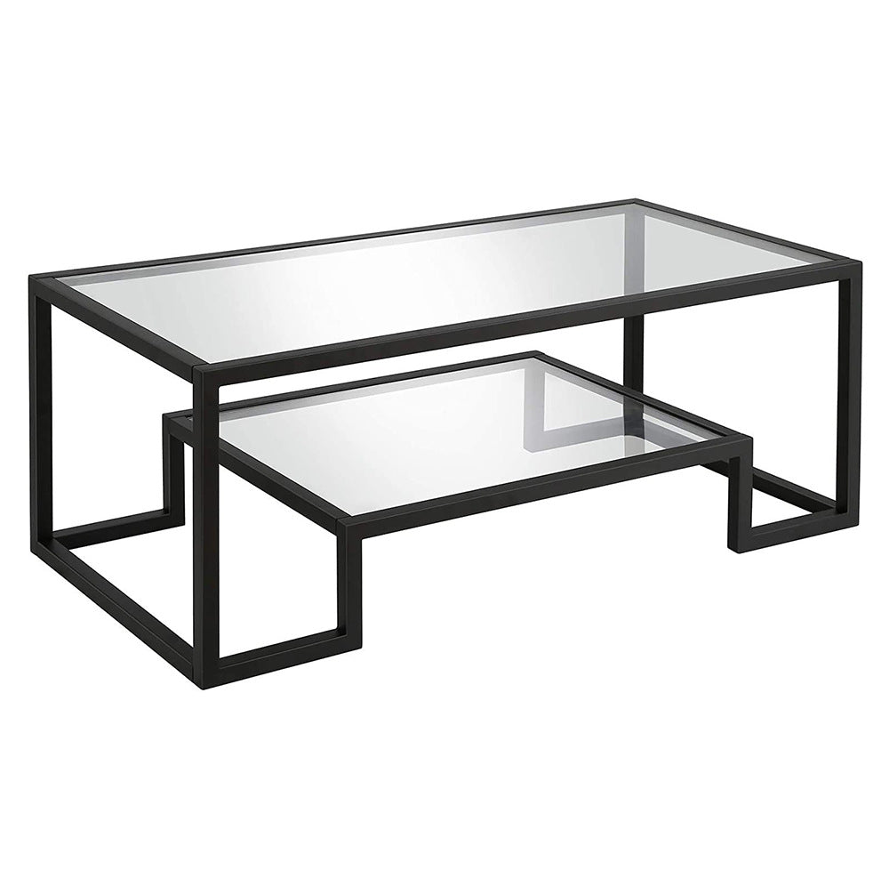 Tempered glass coffee table - modern minimalist design, easy assembly, open storage, creative transparent living room table