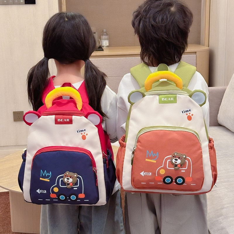New kindergarten schoolbag cute digging bear schoolbag cartoon schoolbag boy baby simple and lightweight backpack wholesale
