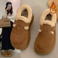 Women's slip-on snow boots - 2025 winter new arrival: retro chunky sole, fleece-lined, extra thick, warm, and comfortable cotton shoes