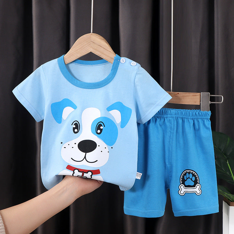 summer new arrival: 100% cotton kids' short-sleeve t-shirt and shorts set - korean style infant and toddler two-piece outfit