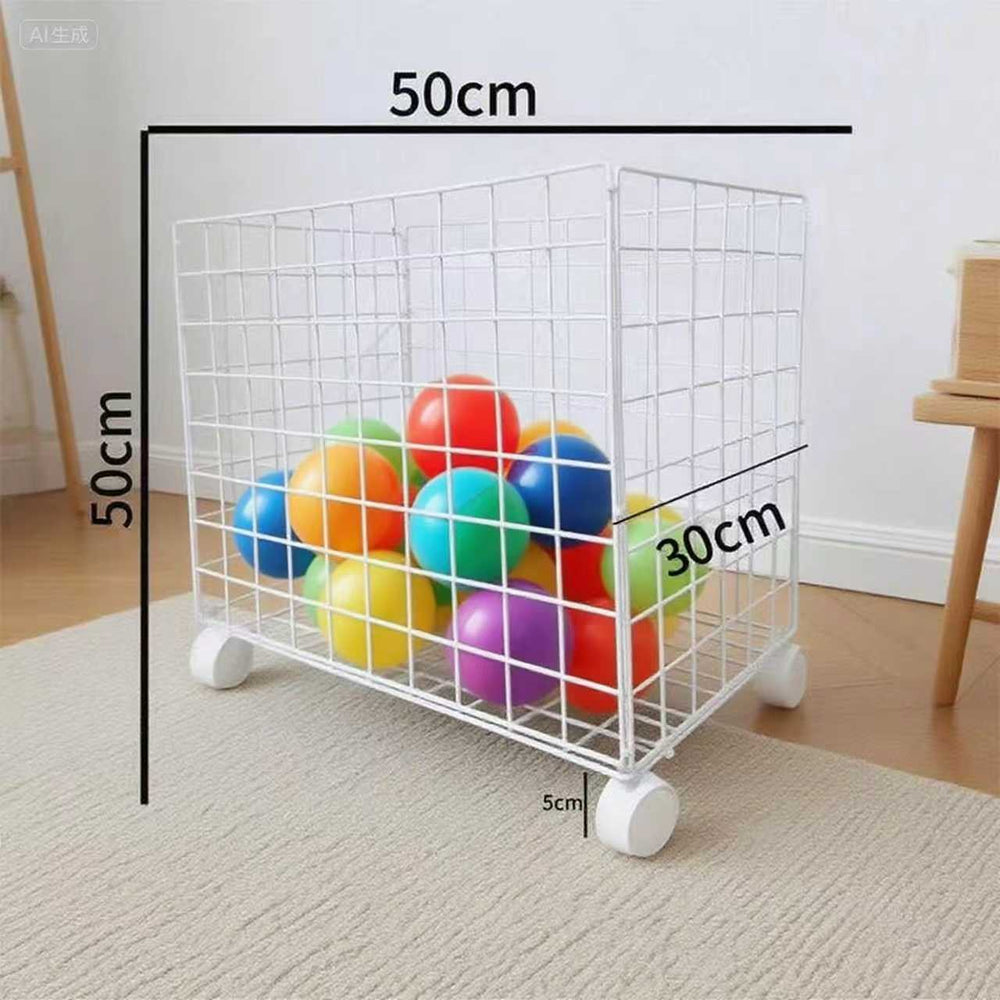 Wrought iron mesh storage basket - portable laundry hamper, organizer, shelf, fruit basket, basketball, yoga mat, and toy storage bin