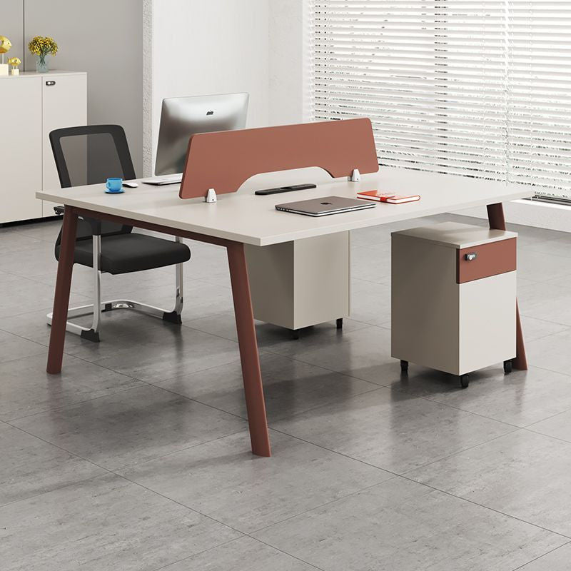 Minimalist modern screened desk with stool set - computer desk office furniture for employees and staff