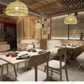 Japanese style log restaurant chandelier cream style dining table bar lamp rattan retrob&b bedroom balcony long line lamp
