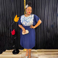 Aliexpress women's printed dress african cross-border trade new style maternity plus size pleated skirt with belt