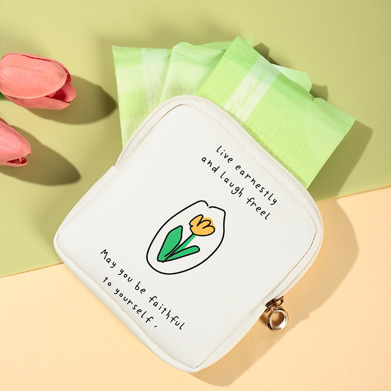 Sanitary napkin storage bag Small fresh portable PU waterproof pad storage bag Aunt towel physiological bag carry-on bag