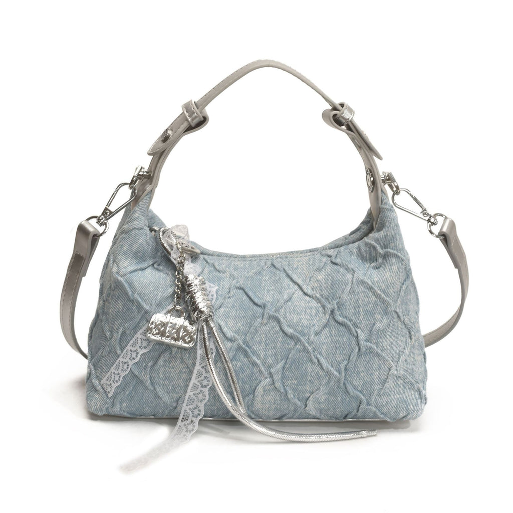 Cross-border denim bag women's summer 2025 new fashion niche messenger bag Korean version of high-end foreign style dumpling bag