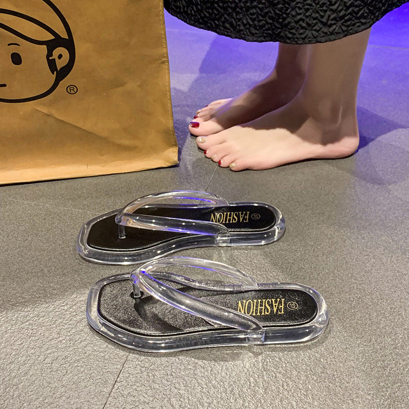 Trendy crystal flip-flops for women, summer 2024 new arrival, indoor non-slip, popular thong sandals