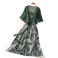 spring new korean style elegant flowing ribbon floral dress women's two-piece set - effortless chic, fashionable workwear
